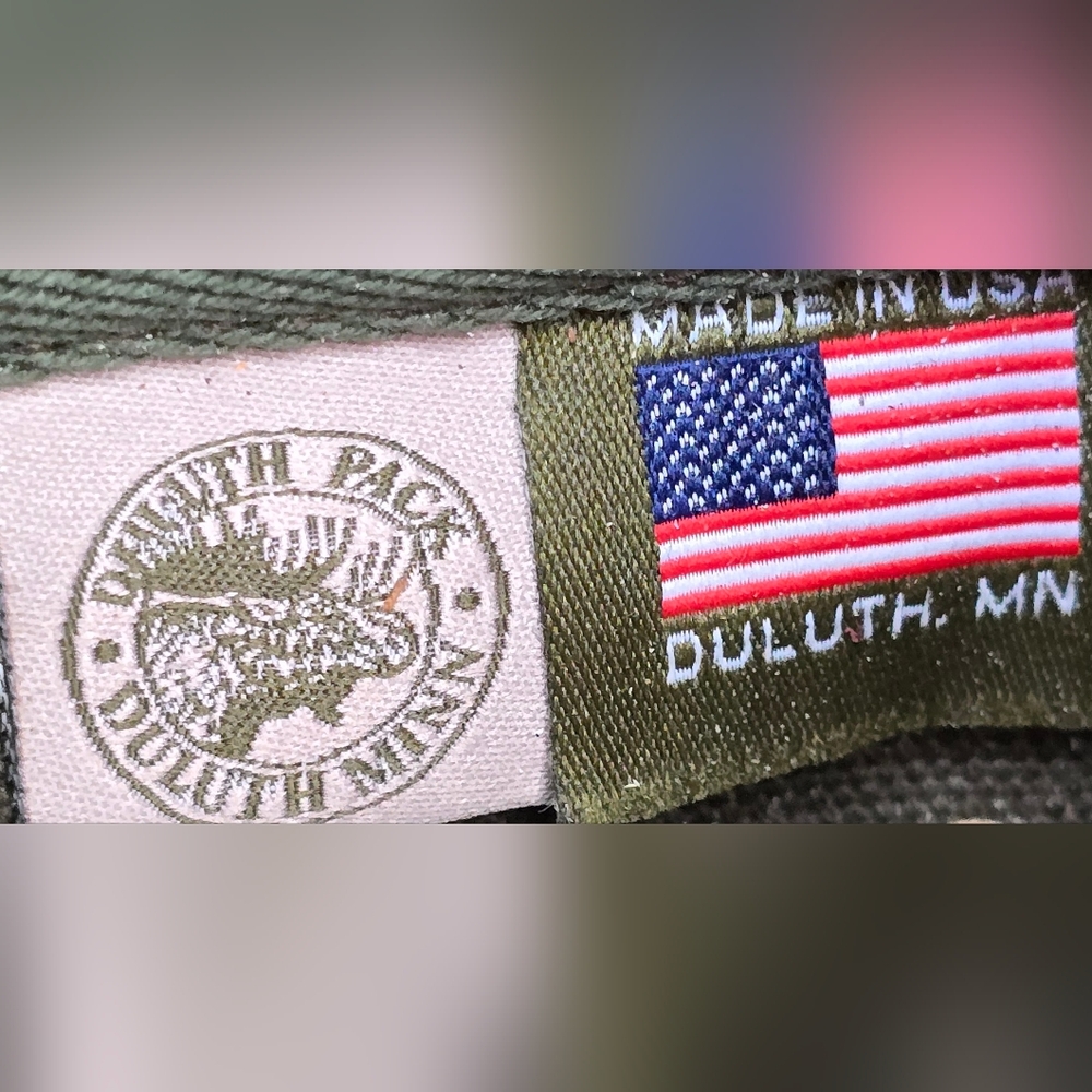 Original 2009 Duluth Trading Co Olive Green Canvas Backpack Leather & Brass EXC - Picture 12 of 16
